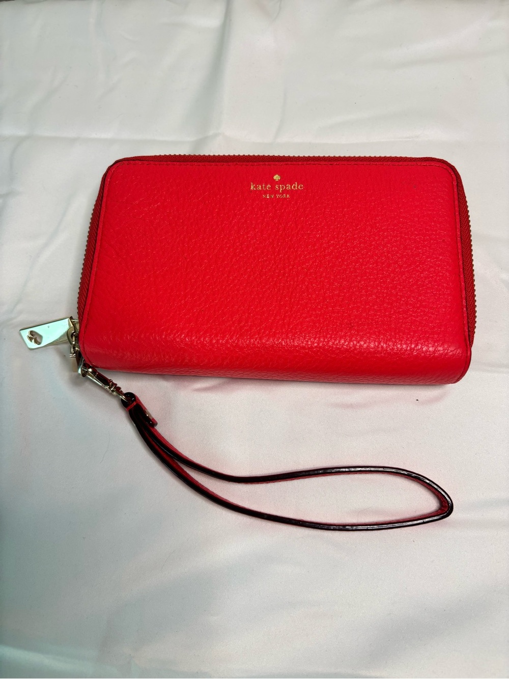 kate spade Coral Pebbled Leather Double Zip Continental Wallet Wristlet